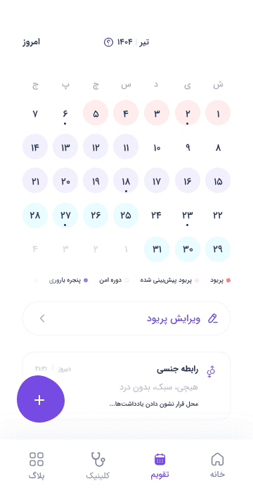 تقویم و پیش‌بینی پریود
